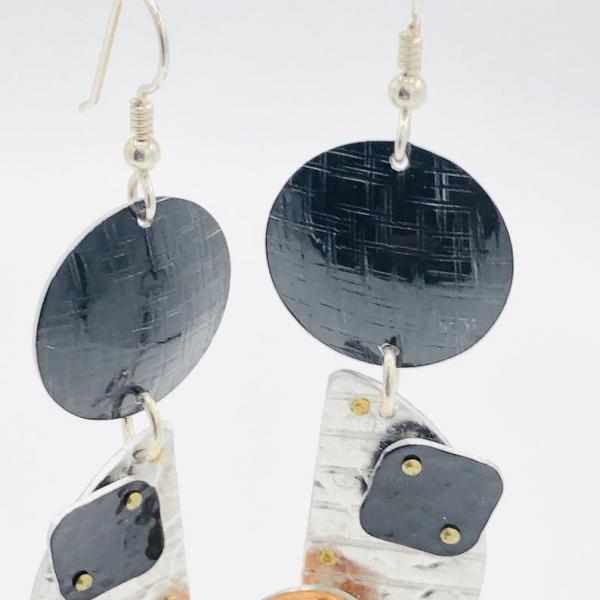 Geometric modern asymmetrical architectural earrings 3D lightweight aluminum. Fun, One-of-a-Kind, Artful Handmade Jewelry by DianaHDesigns! picture