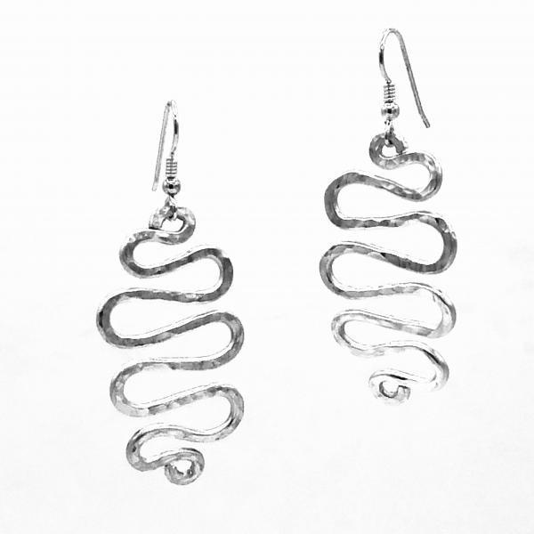Silver aluminum statement earrings. Modern, graceful, curvy, sexy and so lightweight! Artful Jewelry by DianaHDesigns. One-of-a-kind pair picture
