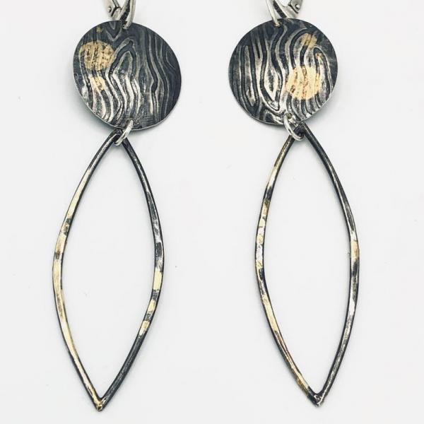 Modern & Contemporary Statement Keum-bo 24k Gold on Sterling Silver Dangle Earrings. DianaHDesigns/Artful Handmade Jewelry. One-of-a-kind! picture