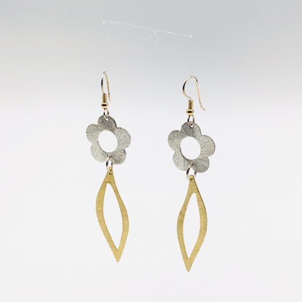 Flower Power! Fun but Sophisticated Lightweight Statement Dangle Earrings by DianaHDesigns. Contemporary two-tone with sterling ear wires. picture