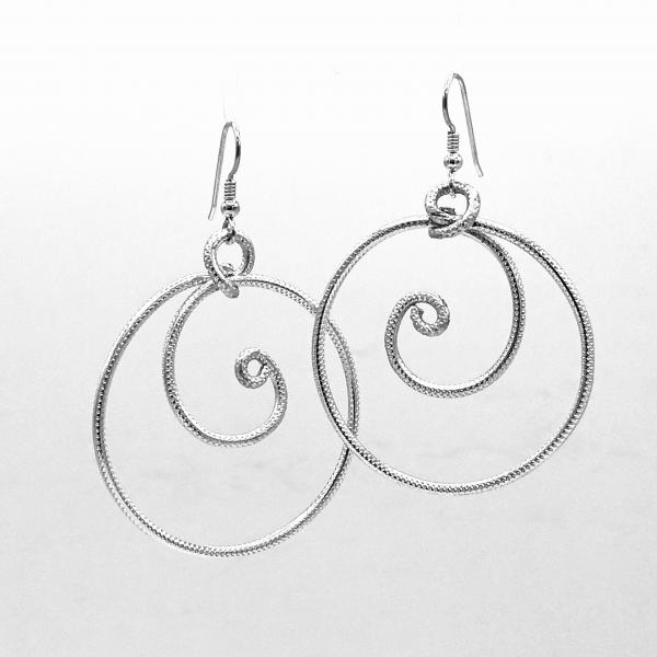 Cosmic Swirly Fun! Handmade statement silver aluminum hoop earrings lightweight textured. Pure Zen! Artful Modern Jewelry by DianaHDesigns