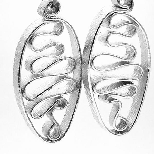 Bold silver aluminum statement earrings by DianaHDesigns. Handmade, contemporary, geometric, lightweight and graceful! One-of-a-kind pair! picture