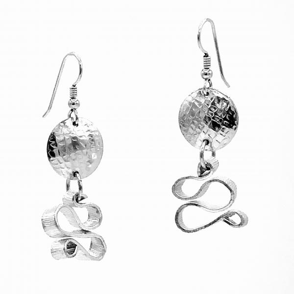 Silver aluminum small dangle earrings by DianaHDesigns. Handmade, modern, contemporary, geometric, lightweight, graceful! One-of-a-kind! picture