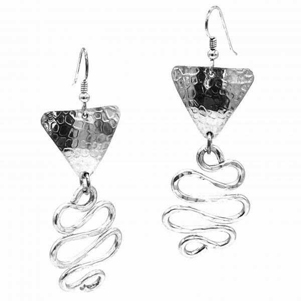 Bold silver statement dangle earrings by DianaHDesigns. Modern, contemporary, lightweight aluminum textured and formed, sterling ear wires! picture