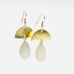 DianaHDesigns Contemporary Geometric Statement Earrings Half Moon/Tear Drop Lightweight Dangles Gold/Silver Tones, Sterling Silver Ear Wires