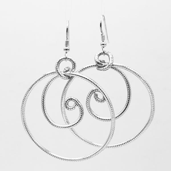 Cosmic Swirly Fun! Handmade statement silver aluminum hoop earrings lightweight textured. Pure Zen! Artful Modern Jewelry by DianaHDesigns picture