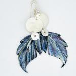 Leather feather earrings geometric, modern design. Hand painted recycled leather, one-of-a-kind. Artful Handmade Jewelry by DianaHDesigns!