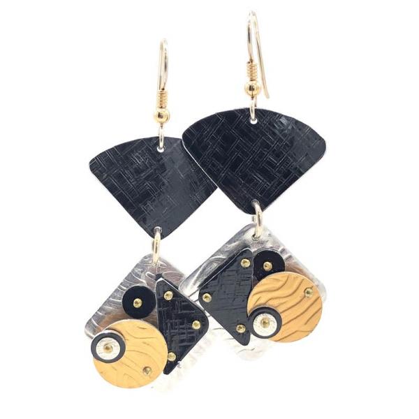 Bold, architectural, 3 dimensional, geometric modern earrings. Lightweight and one-of-a-kind. Artful Handmade Jewelry by Diana Hirschhorn! picture