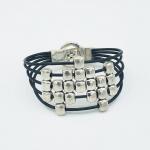 Black Leather Multi-Strand "Abacus" Magnetic Clasp Wrap Bracelet!  Modern with Boho vibe.  Unique Artful Handmade Jewelry by DianaHDesigns!