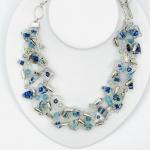 Handmade "Shades of Blue" Statement Necklace. One-of-a-kind, colorful cane glass, adjustable length, toggle clasp closure by DianaHDesigns