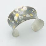 Celestial starry night sky bold, modern cuff bracelet 24k gold polka dots/sterling handmade DianaHDesigns. Adjustable, one-of-a-kind, fun!