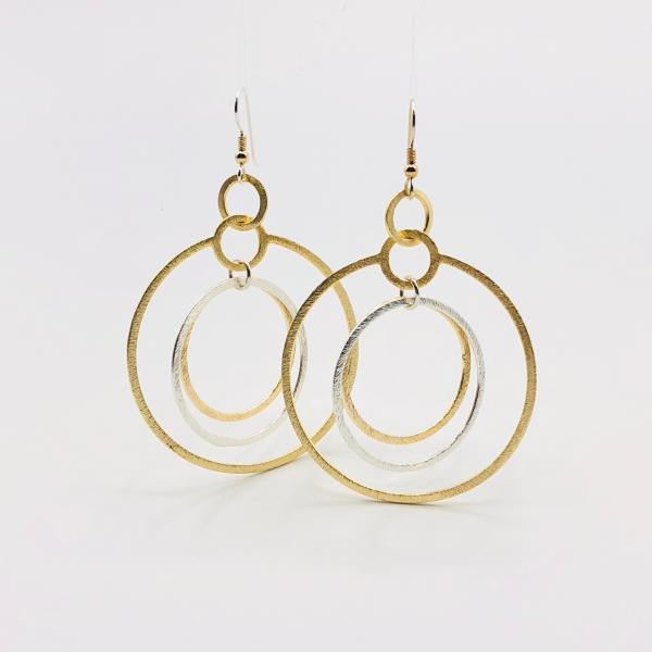 Modern gold/silver infinity circle hoop earrings, sterling silver ear wires. Gorgeous textures, bold, sexy & lightweight. By DianaHDesigns picture