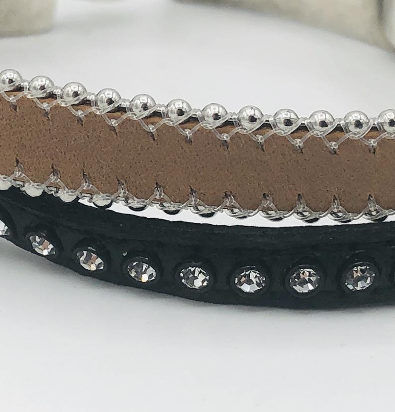 Swarovski Crystal Leather Wrap Bracelet. Stainless steel, leather, crystals & buckle shaped clasp all in one bracelet! by DianaHDesigns. picture