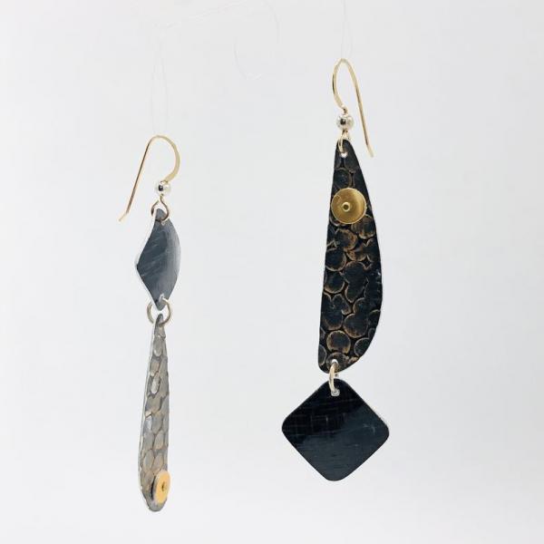 Asymmetrical, architectural, modern earrings. Animal pattern texture, lightweight black aluminum, one-of-a-kind. Handmade by DianaHDesigns picture