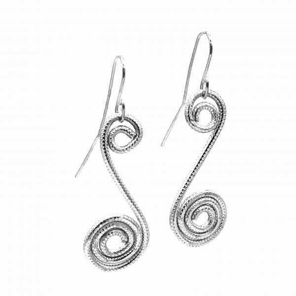 Swirled spiral contemporary silver earrings lightweight aluminum, sterling ear wires. One-of-a-kind pair, great texture! DianaHDesigns. picture