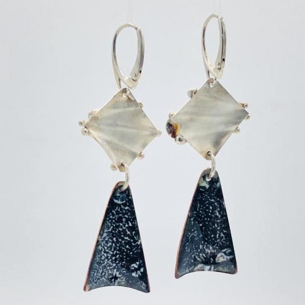 Handmade cosmic sterling silver/vitreous enamel lever-back earrings. DianaHDesigns Galaxy Collection out-of-this-world one-of-a-kind pieces picture