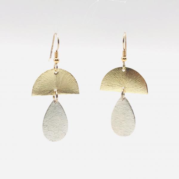 DianaHDesigns Contemporary Geometric Statement Earrings Half Moon/Tear Drop Lightweight Dangles Gold/Silver Tones, Sterling Silver Ear Wires picture