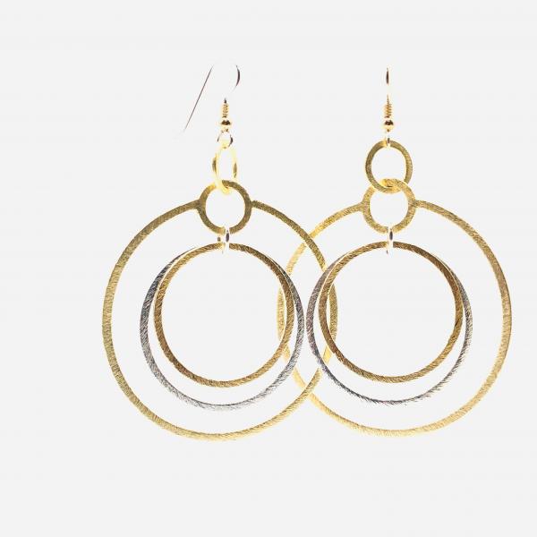 Modern gold/silver infinity circle hoop earrings, sterling silver ear wires. Gorgeous textures, bold, sexy & lightweight. By DianaHDesigns picture