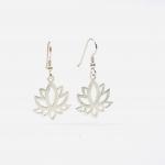 Lotus yoga earrings gold or silver tone minimalist flower design lightweight pierced dangles. Fun, Artful Handmade Jewelry by DianaHDesigns