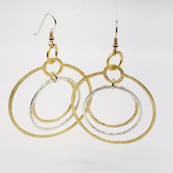 Modern gold/silver infinity circle hoop earrings, sterling silver ear wires. Gorgeous textures, bold, sexy & lightweight. By DianaHDesigns picture