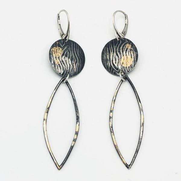 Modern & Contemporary Statement Keum-bo 24k Gold on Sterling Silver Dangle Earrings. DianaHDesigns/Artful Handmade Jewelry. One-of-a-kind! picture