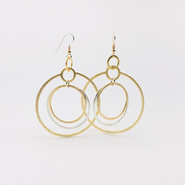 Modern gold/silver infinity circle hoop earrings, sterling silver ear wires. Gorgeous textures, bold, sexy & lightweight. By DianaHDesigns picture