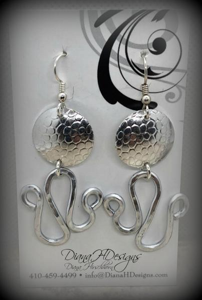 Contemporary geometric earrings! DianaHDesigns aluminum statement earrings are incredibly lightweight and graceful! One-of-a-kind pair! picture