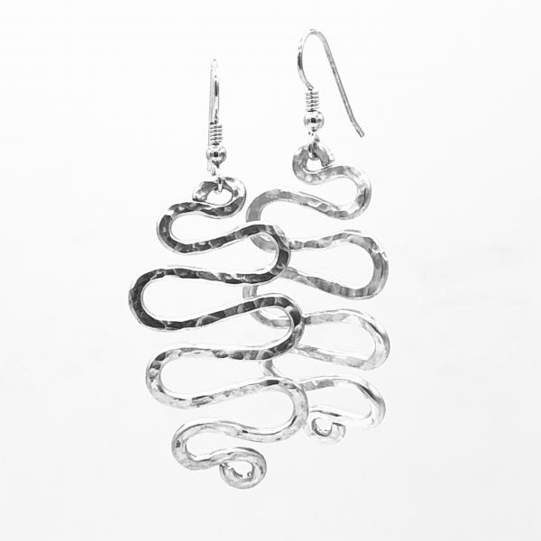 Silver aluminum statement earrings. Modern, graceful, curvy, sexy and so lightweight! Artful Jewelry by DianaHDesigns. One-of-a-kind pair picture