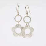 Graceful silver flower earrings. DianaHDesigns fun contemporary dangles. Lightweight, beautiful brushed plated finish, sterling ear wires!