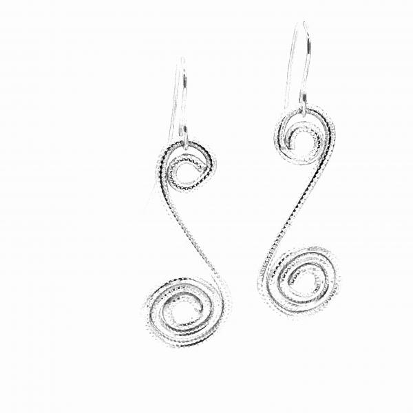 Swirled spiral contemporary silver earrings lightweight aluminum, sterling ear wires. One-of-a-kind pair, great texture! DianaHDesigns. picture