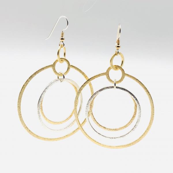Modern gold/silver infinity circle hoop earrings, sterling silver ear wires. Gorgeous textures, bold, sexy & lightweight. By DianaHDesigns picture