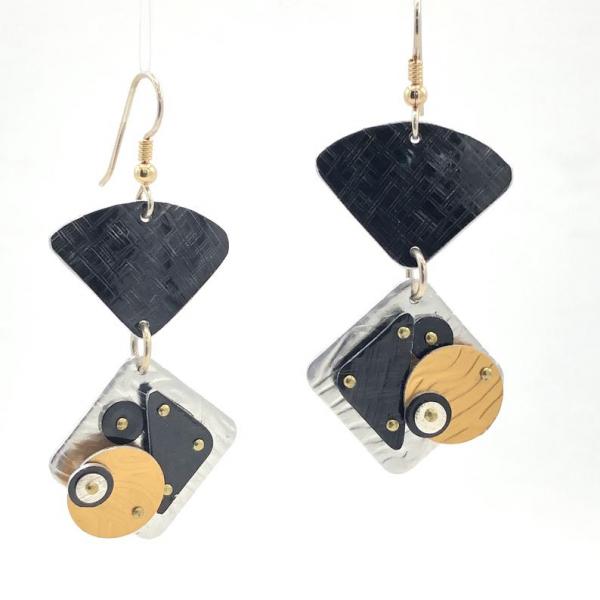 Bold, architectural, 3 dimensional, geometric modern earrings. Lightweight and one-of-a-kind. Artful Handmade Jewelry by Diana Hirschhorn! picture