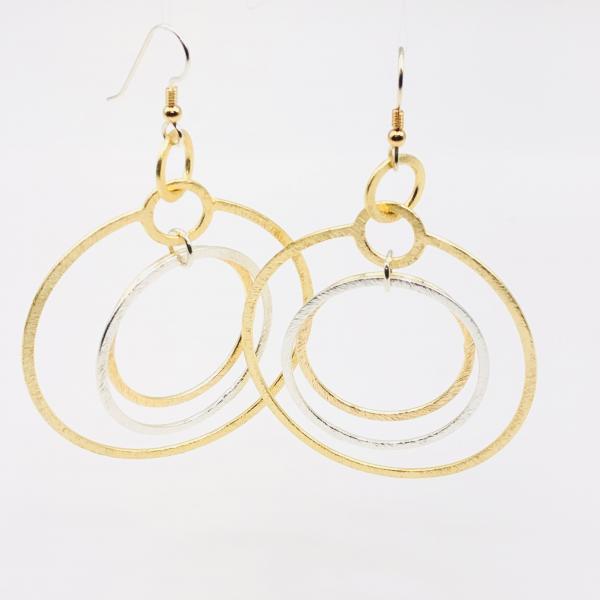 Modern gold/silver infinity circle hoop earrings, sterling silver ear wires. Gorgeous textures, bold, sexy & lightweight. By DianaHDesigns picture