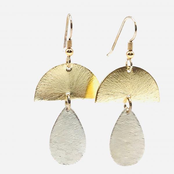 DianaHDesigns Contemporary Geometric Statement Earrings Half Moon/Tear Drop Lightweight Dangles Gold/Silver Tones, Sterling Silver Ear Wires picture