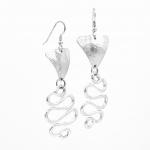 Bold silver statement dangle earrings by DianaHDesigns. Modern, contemporary, lightweight aluminum textured and formed, sterling ear wires!