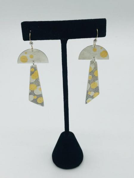 Bold, Modern & Cosmic! Polka dot long dangle earrings 24k keum-bo gold/sterling handmade DianaHDesigns. One-of-a-kind from Galaxy Collection picture