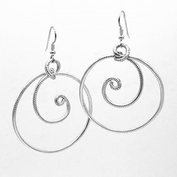 Cosmic Swirly Fun! Handmade statement silver aluminum hoop earrings lightweight textured. Pure Zen! Artful Modern Jewelry by DianaHDesigns picture