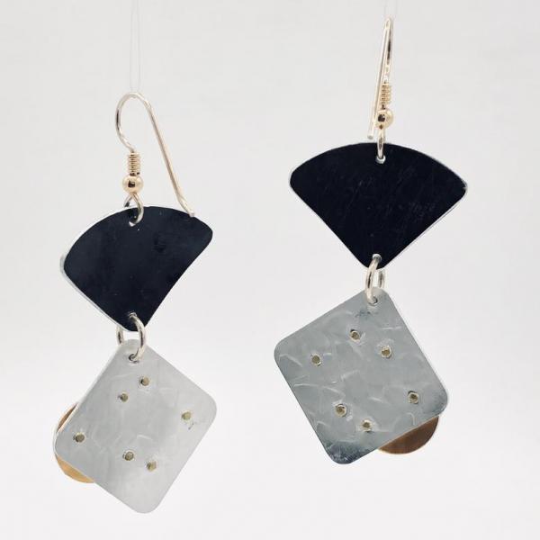 Bold, architectural, 3 dimensional, geometric modern earrings. Lightweight and one-of-a-kind. Artful Handmade Jewelry by Diana Hirschhorn! picture