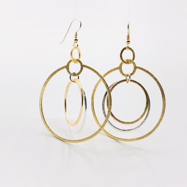 Modern gold/silver infinity circle hoop earrings, sterling silver ear wires. Gorgeous textures, bold, sexy & lightweight. By DianaHDesigns picture