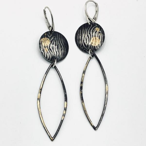 Modern & Contemporary Statement Keum-bo 24k Gold on Sterling Silver Dangle Earrings. DianaHDesigns/Artful Handmade Jewelry. One-of-a-kind! picture