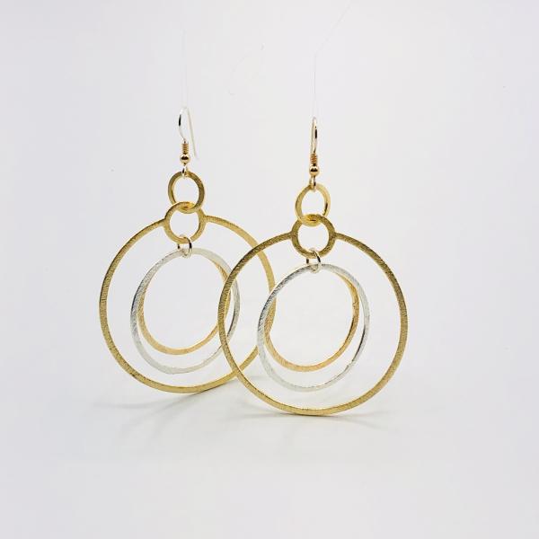 Modern gold/silver infinity circle hoop earrings, sterling silver ear wires. Gorgeous textures, bold, sexy & lightweight. By DianaHDesigns picture