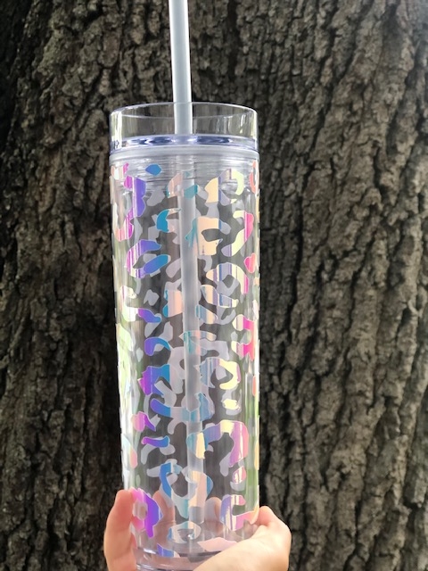 Holographic Cheetah Print - 16oz Clear Slim Tumbler picture