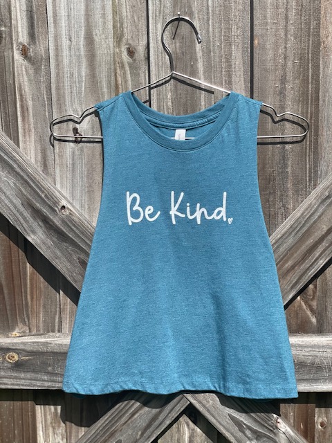 "Be Kind" - Women's Teal Crop Tank