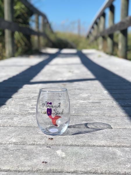 "Mermaid Soul" PINK 20oz Stemless Glass picture