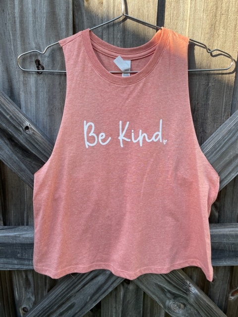 "Be Kind" - Women's Heathered Pink Crop Tank picture