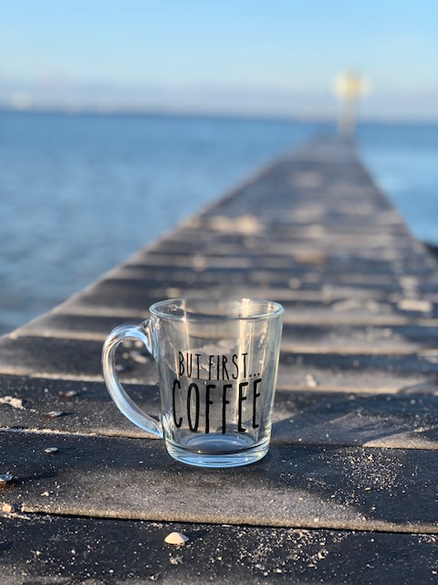 BUT FIRST... COFFEE - 14oz Clear Glass Mug picture