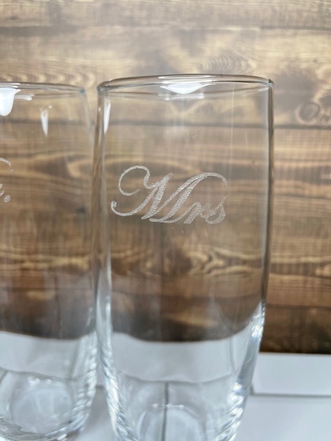 Mr. & Mrs. Etched Champagne Flutes picture