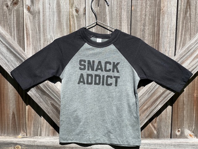 "Snack Addict" - Toddler Baseball Tee