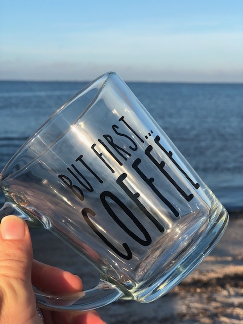 BUT FIRST... COFFEE - 14oz Clear Glass Mug picture