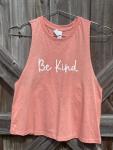 "Be Kind" - Women's Heathered Pink Crop Tank
